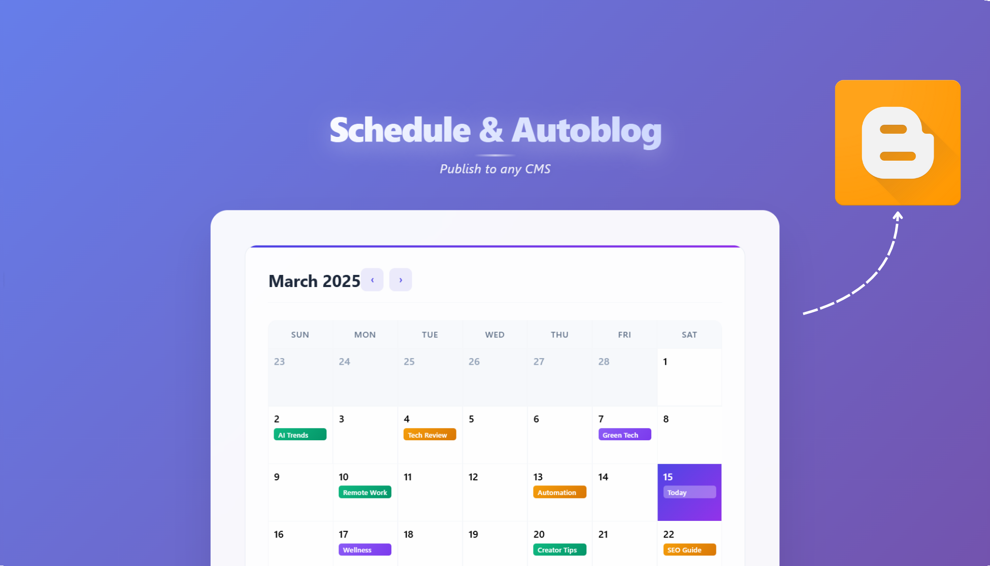 Publish & Autoblog directly on Blogger