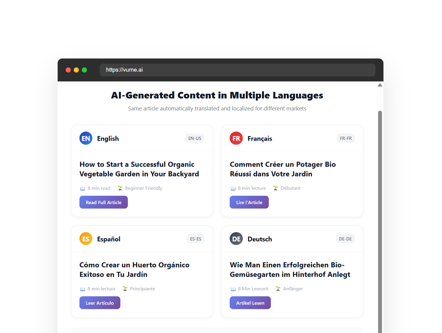 Multiple Language AI Writing